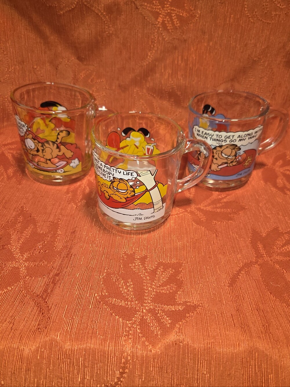 Vintage 1978 McDonald's Garfield Glass Mugs Set Of 3